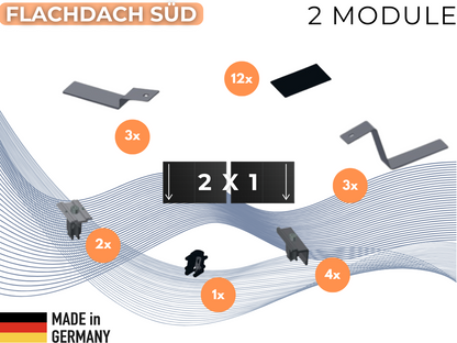 Montageset 2 PV-Module Flachdach SÜD