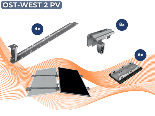 SL RACK Fast Flat Ost-West Flachdach-Montagesystem für 2 PV-Module