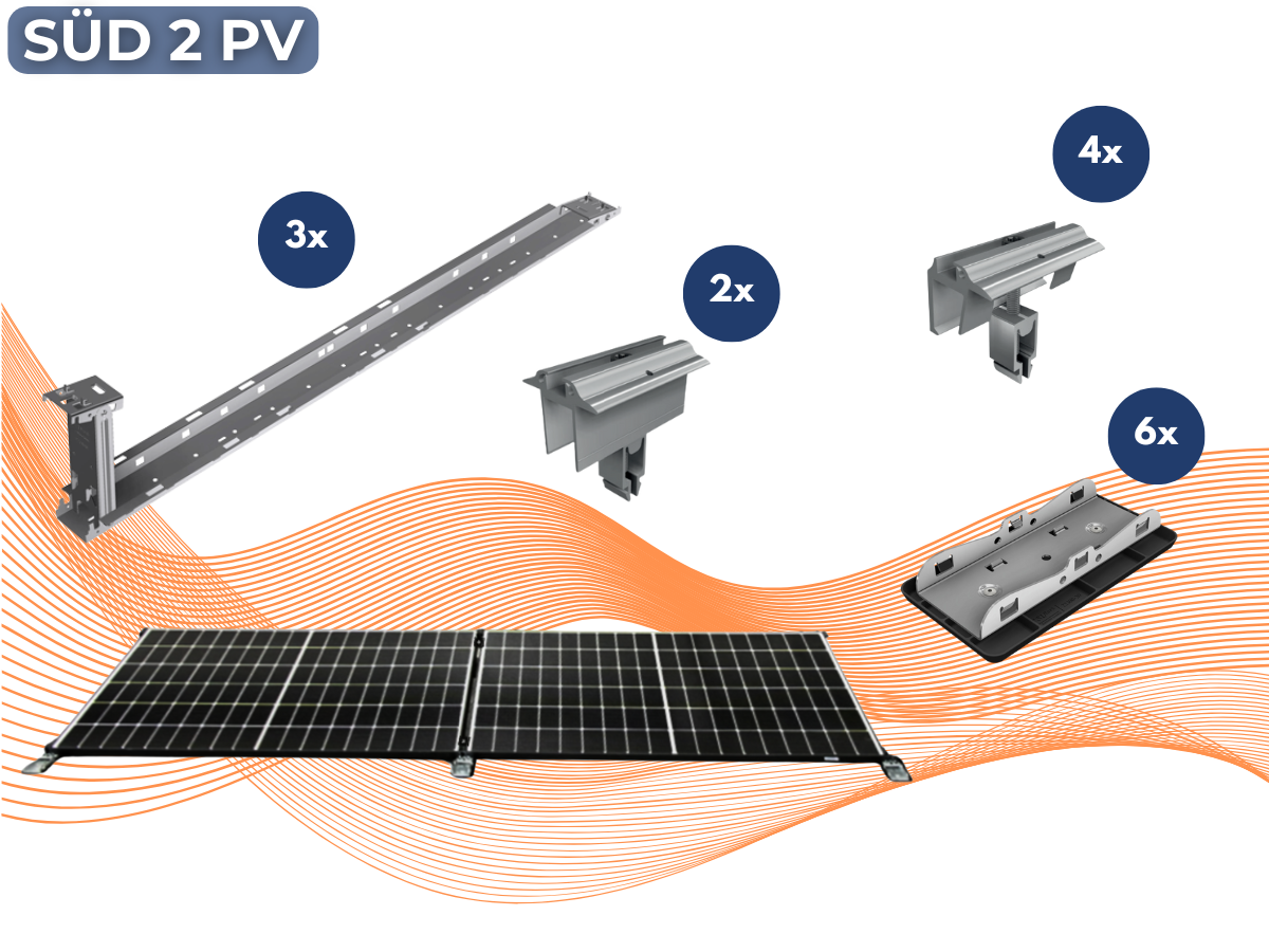 SL RACK Fast Flat Süd Flachdach-Montagesystem für 2 PV-Module